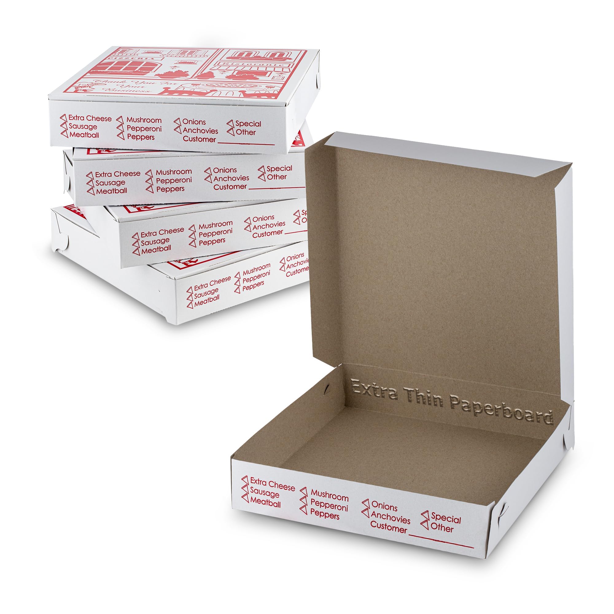 10" Length x 10" Width x 1.75" Depth Lock Corner Clay Coated Pizza Box by MT Products (20 Pieces)