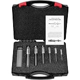 Fuabator 18001 Tap Extractor Set Compatible with Walton Tool for 3/16"-1/2 | 4 Flute Tap Extractor with Square Shank, 6Pcs Broken Tap Extractor Set with 24 Spare Fingers for Removing Broken Taps