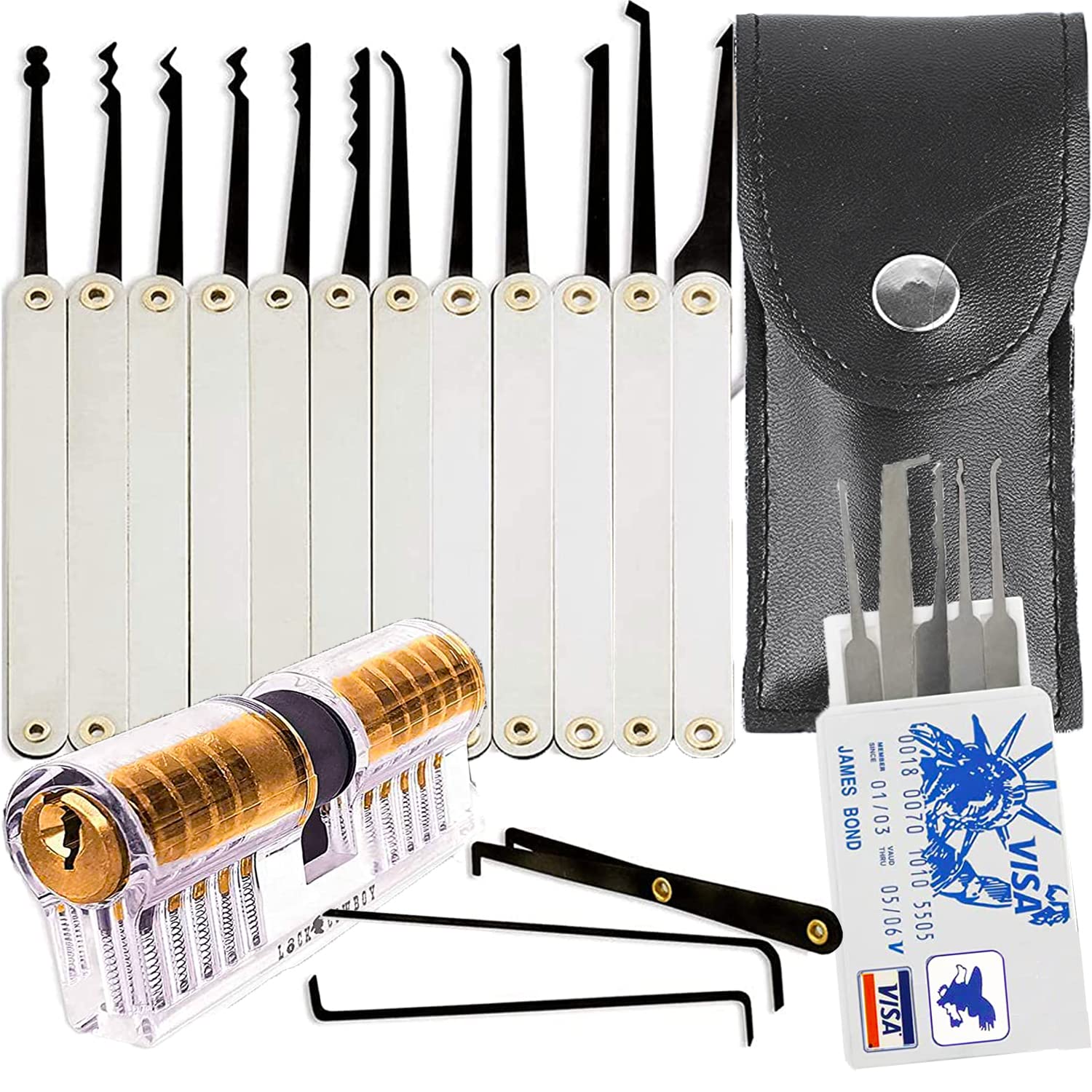 20 Piece Lock Picking Set with Training Locks & Credit Card Pick - Beginner & Locksmith Training