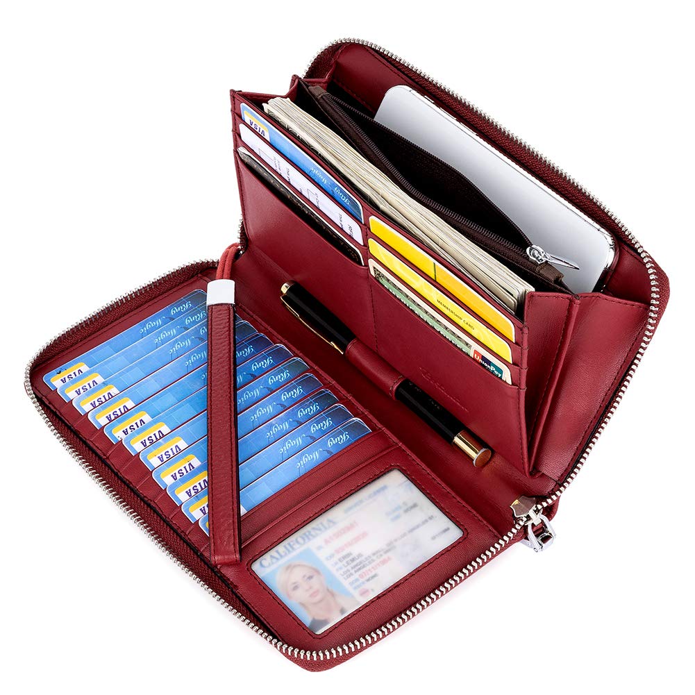 BOSTANTEN Leather Wallet for Women RFID Blocking Zip Around Credit Cards Holder Phone Clutch