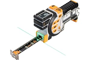 REEKON T1 Tomahawk Digital Tape Measure - Professional Accurate Measuring Tool, Green Laser, E-Paper Measuring List, Measurements Shared Over Bluetooth, Replaceable Blades
