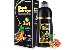JIESSIA Meidu Black Hair Dye Shampoo 3 in 1, Semi Permanent Hair Color Shampoo for Gray Hair Coverage Treated Natural Herbal Plant Grey Cover For Women & Men, 16.9 Fl Oz