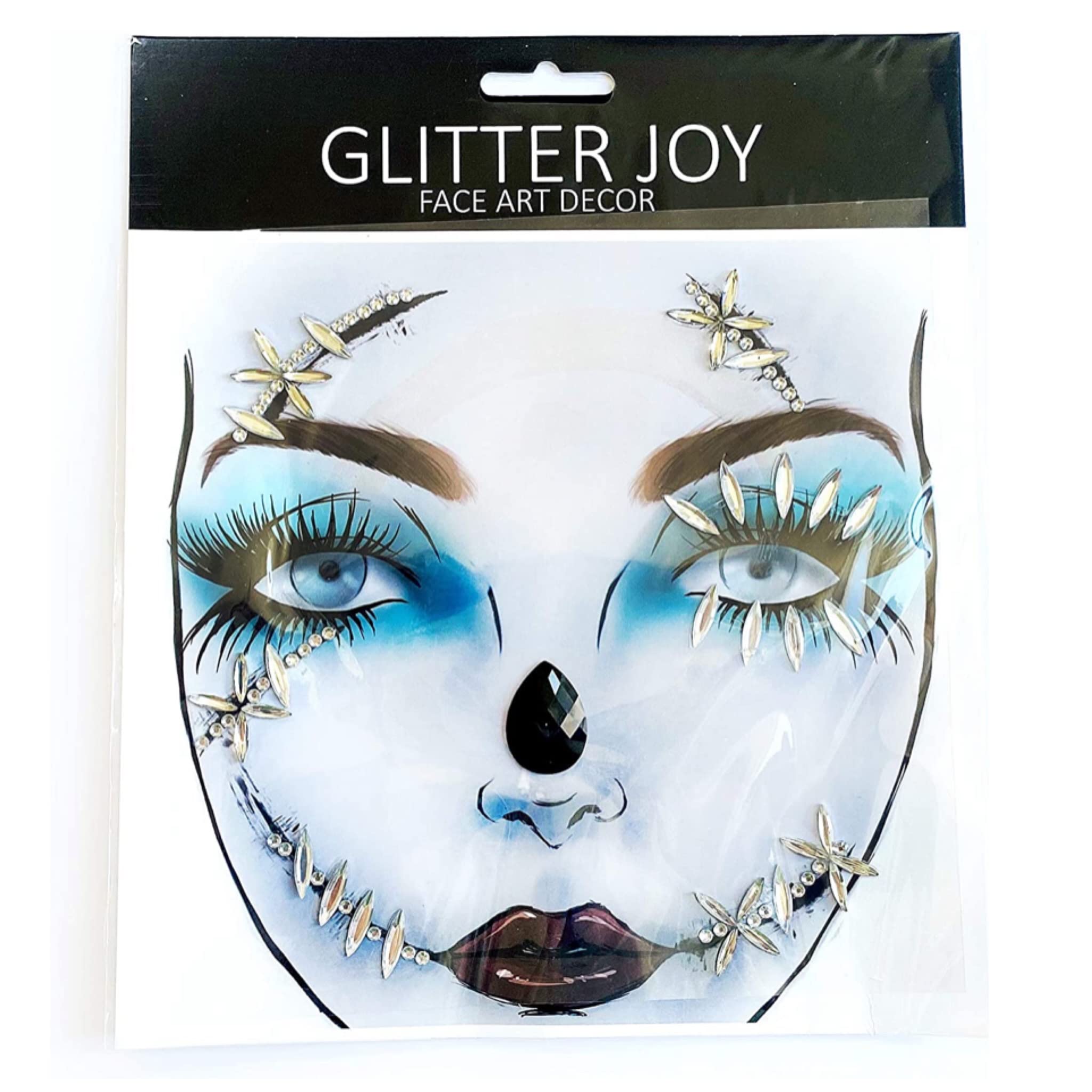 eBoutik - Day of The Dead Halloween Temporary Face Gems Body Jewellery - Sparkling & Glam Sugar Skulls Makeup Stickers for Parites & Dia de Los Muertos Festivals (Blue Zombie)