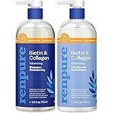 Renpure Biotin & Collagen Shampoo & Conditioner Set, Plant- Based - Nutrient Infused Formulas for Fuller, Thicker Looking Hair - For Fine Hair - Vitamin B7 (Biotin) & Collagen - 24 Fl Oz each, 2 Pack