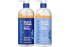 Renpure Biotin & Collagen Shampoo & Conditioner Set, Plant- Based - Nutrient Infused Formulas for Fuller, Thicker Looking Hai