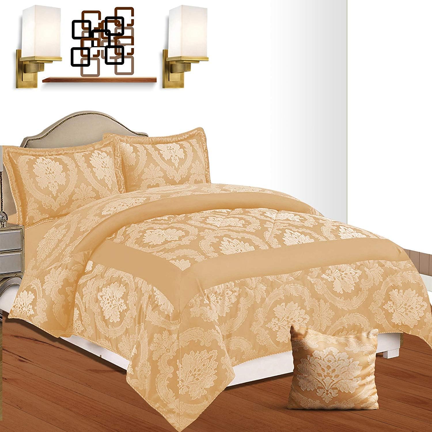 NTRADEHOUSE 3 Piece Luxury Jacquard Quilted Bedspread Comforter Set