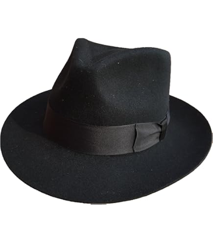 Borsalino 50 Grams Men's Fedora Hat Women/Men Black-Black 6 7/8 at