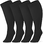 Breslatte Wide Calf Compression Socks for Women Men Plus Size 10-14 mmHg Circulation Knee High Support Stockings