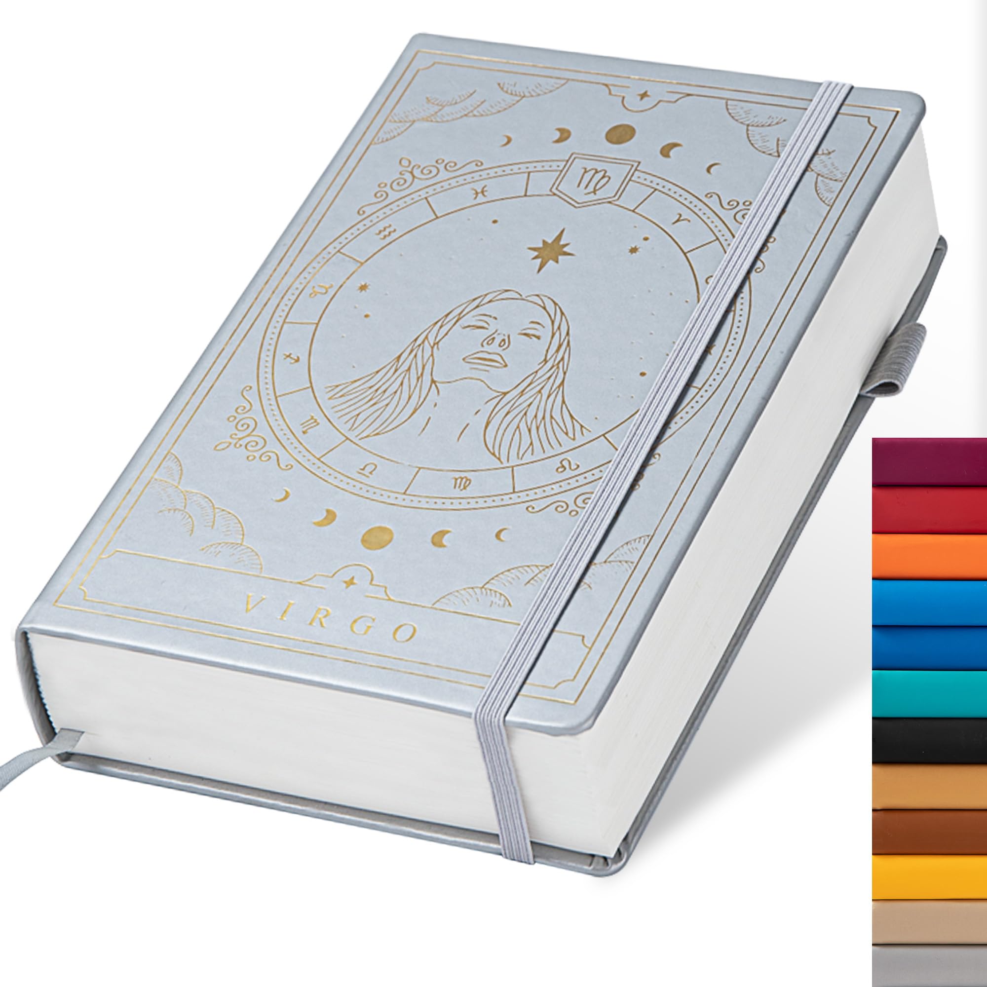 TIEFOSSI Constellations A5 Dotted Hardcover Journal Notebook, 100gsm 400pages Writing Paper, Bullet Organizers Notebook for Women, Men, Teens (Virgo)