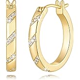 ELEBEST Gold Hoop Earrings for Women 14K Gold Earrings for Women Cubic Zirconia Earrings Hoops Subtle and Delicate with Cubic Zirconia Hoop Earring for Womens 20/25mm