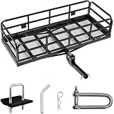 VEVOR 60x24x14 in Hitch Cargo Carrier, 500lbs Capacity Folding Trailer Hitch Mount Cargo Basket, Steel Luggage Carrier Rack Fits 2" Hitch Receiver for SUV Pickup Truck