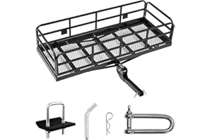 VEVOR 60x24x14 in Hitch Cargo Carrier, 500lbs Capacity Folding Trailer Hitch Mount Cargo Basket, Steel Luggage Carrier Rack Fits 2" Hitch Receiver for SUV Pickup Truck