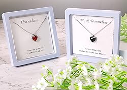 SmileBelle Red Heart Necklace Carnelian Necklace