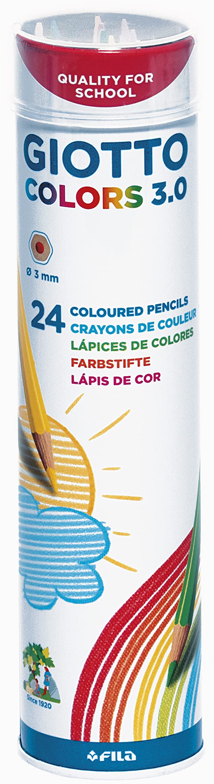 GIOTTO Colors 3.0 Colouring Pencils, 24 Pieces in Assorted Colours, For Children, Parties and Schools
