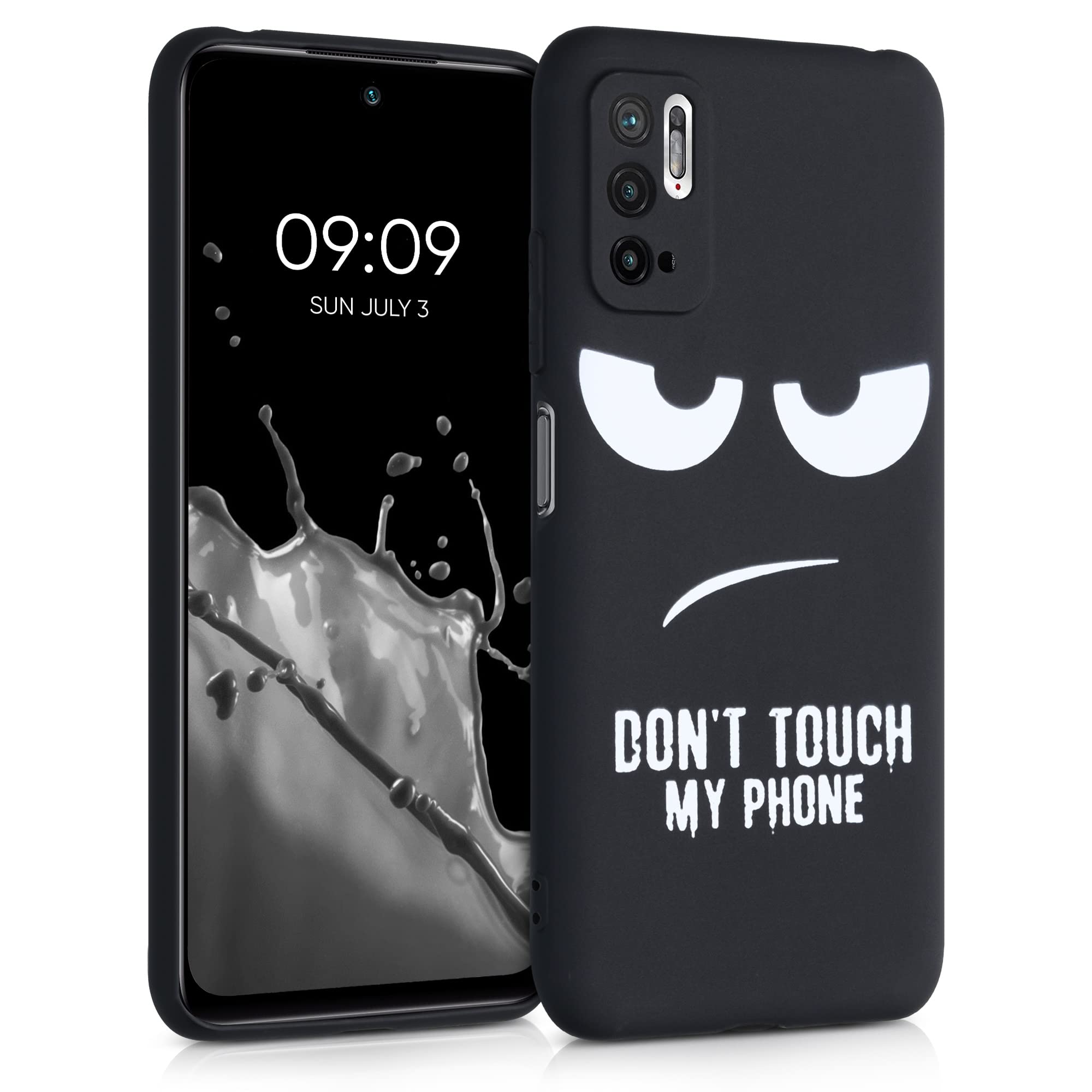 kwmobile TPU Silicone Case Compatible with Xiaomi Redmi Note 10 5G - Case Soft Cover - Don't Touch My Phone White/Black — image 1