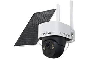 Defender 4G LTE 2K+ AI Frontier PTZ Wireless Outdoor Security Camera, 5W Solar Panel, 360° AI Tracking, Deterrence, 2 Way Tal