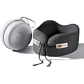 drembloo Neck Pillow Airplane, 100% Pure Memory Foam, Comfortable Breathable Cover, Travel Pillows for Airplanes, Ergonomic Design, Neck Pillow for Traveling, Airplane Pillow Flight Train, Black