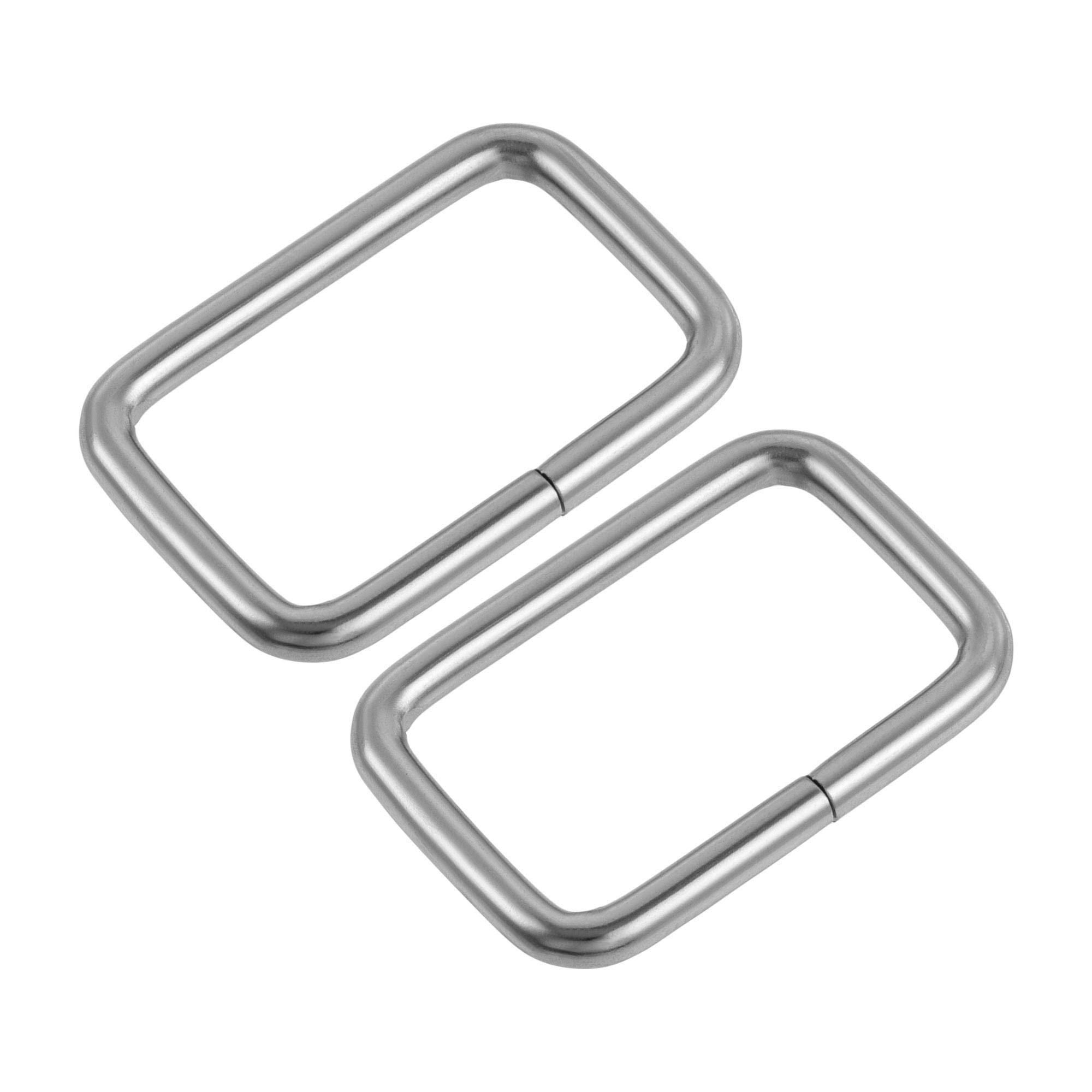 sourcing map Metal Rectangle Ring Buckles 32x20mm(1.26"x0.79") Inside Dimension for Bags Belts DIY Accessories Silver Tone 30pcs