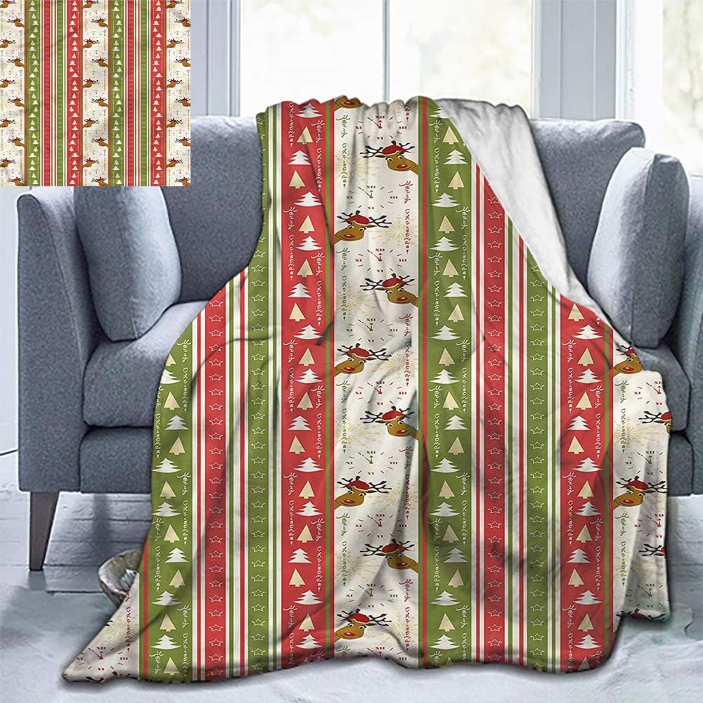 Christmas Blankets,Throw Blankets,Christmas,Deer Pines Borders-All Season Use(70"X84")