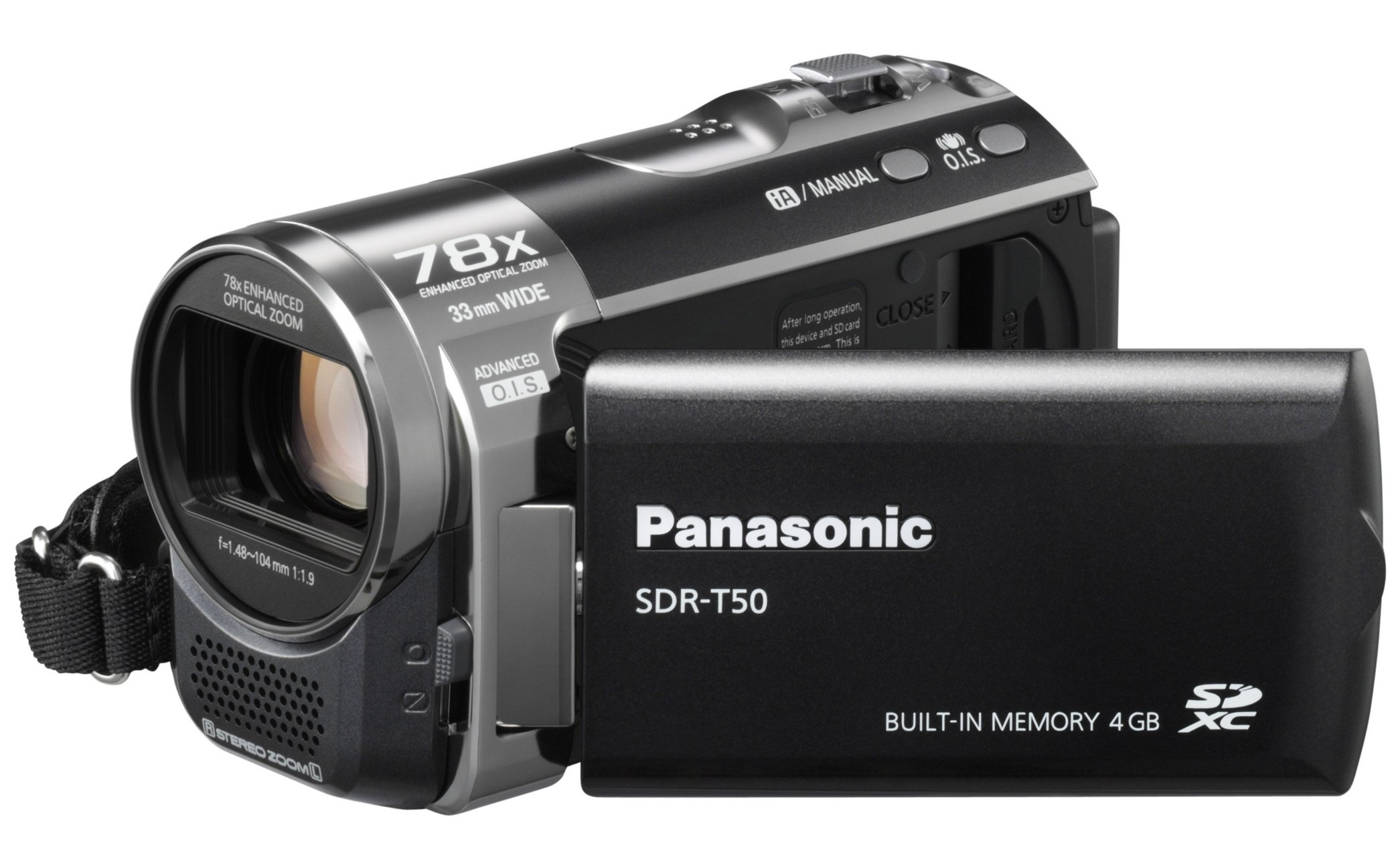 Panasonic SDR-T50 Camcorder - Black (4GB in-built flash, SD Card
