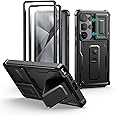 Dexnor for Samsung Galaxy S25 Ultra Case with Built-in Slide Camera Cover & Screen Protector & Kickstand, Heavy-Duty Shockproof Rugged Case Full-Body Bumper Cover for Galaxy S25 Ultra(2025),Black