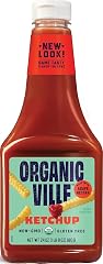 Organicville Organic Ketchup - Tomato Ketchup, Gluten Free, Non-GMO, Vegan, USDA Organic, Made with Agave Nectar, Plant-Based