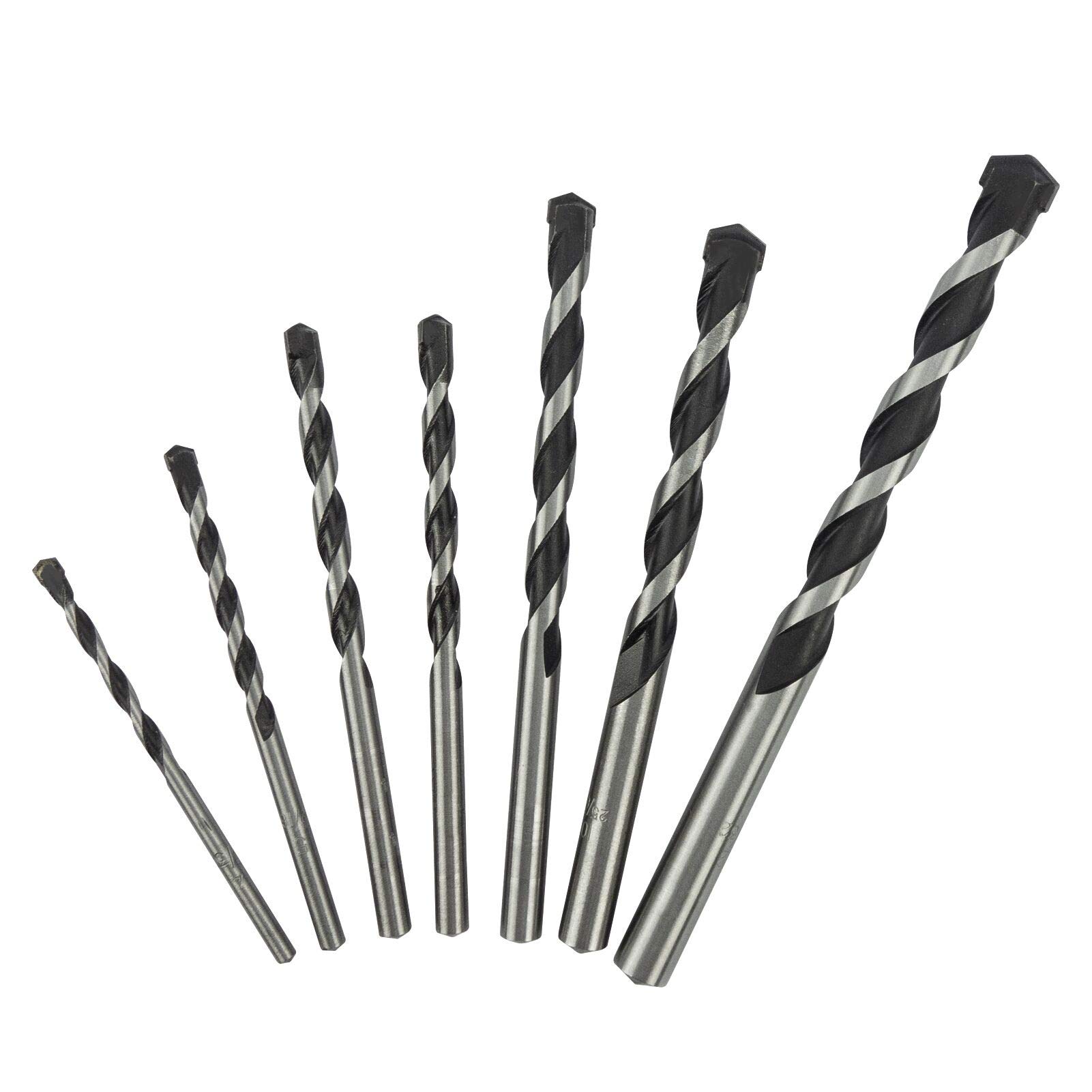 NORTOOLS 7-Piece Masonry Drill Bit Set (4-12mm), Tungsten Carbide Tip with High Carbon Steel Body, Hex Shank for Hammer Drills, Heavy Duty Concrete/Brick/Cement Drill Bits in Metal Case