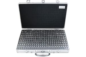 Accusize Industrial Tools 0.251''-0.500'', 250 Pc Steel Plug Pin Gage Set, Minus, Class Zz, Packed into an Aluminum Case, M2(