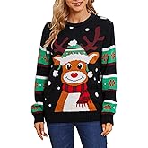 VENTELAN Women's Christmas Sweater Funny Christmas Tree Ugly Pullover Snowflake Long Sleeve Sweater Shirt