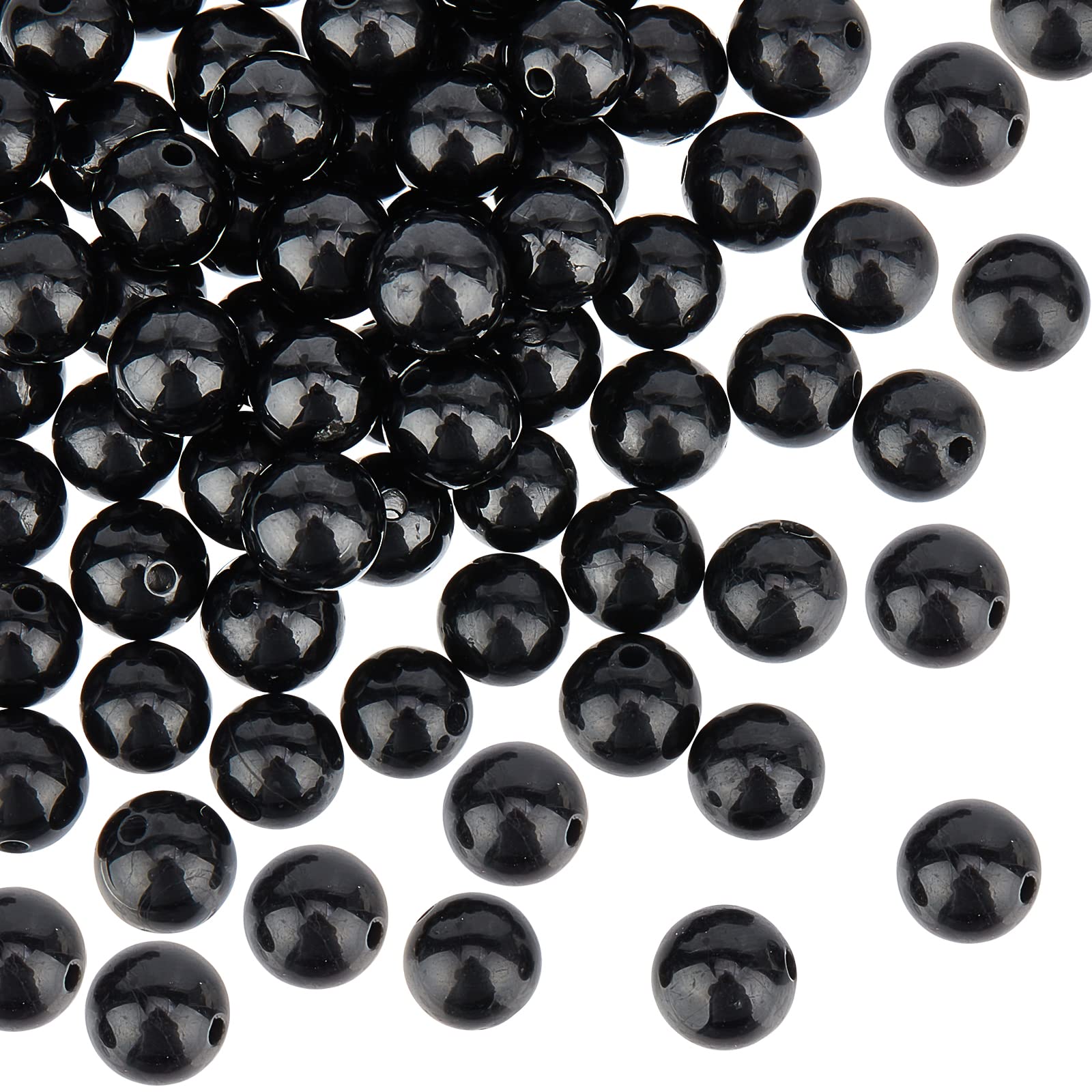 OLYCRAFT About 100Pcs 6mm Natural Tourmaline Round Beads 6mm Black Tourmaline Stone Gemstone Beads Undyed Loose Round Smooth Beads for DIY Jewelry Making