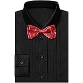 A&J DESIGN Boys Tuxedo Shirt Kids Pleated Dress Shirts with Bow Tie for 2-7 Years Old Boys Button Down Shirt