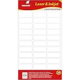 Dimatic White Printable Labels 2.63x1 Inch | 750 Stickers, 25 Sheets | Laser &amp; Inkjet Compatible | Permanent Adhesive | Free Template | Office, Mailing &amp; Shipping Labels