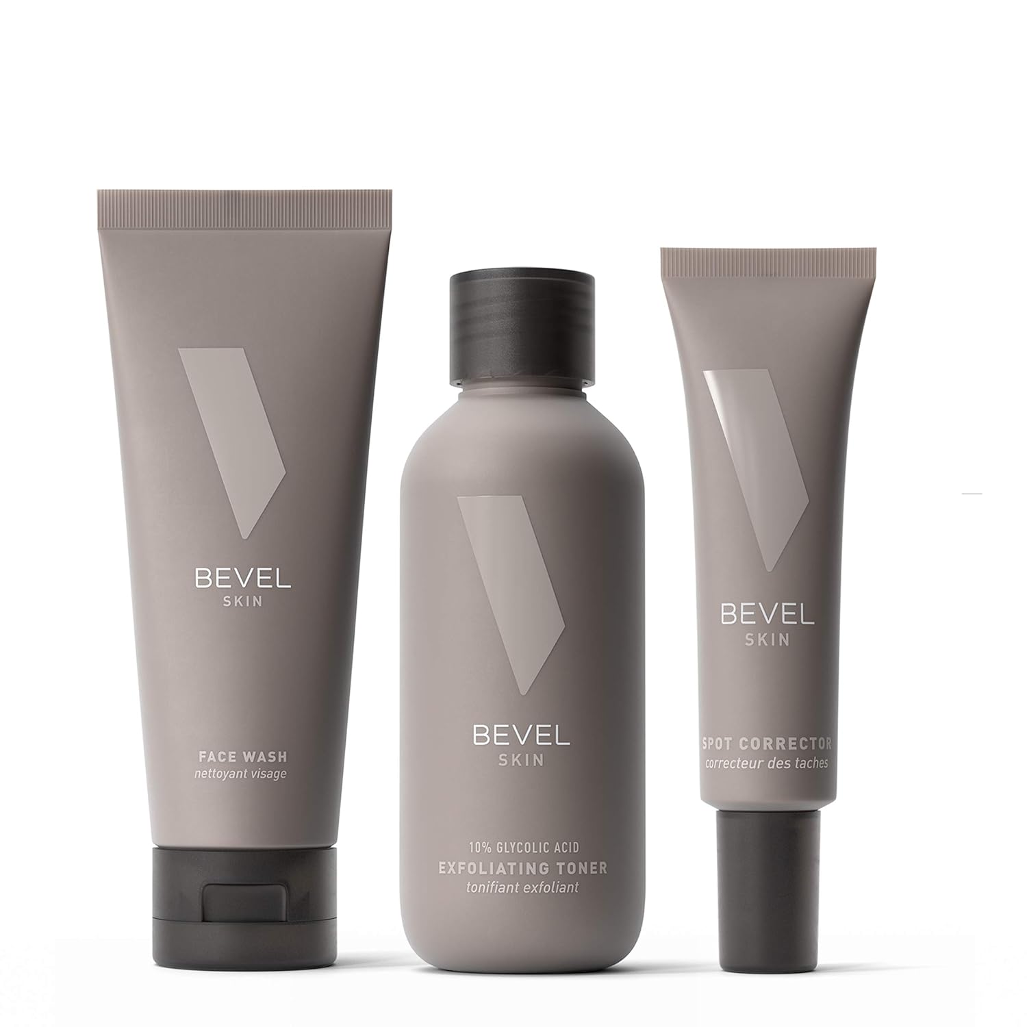 Skin Care Set for Bumps & Ingrown Hair by Bevel - Shave & Skin Rescue Kit Includes Face Wash with Tea Tree Oil, Exfoliating Toner, and Spot Corrector to Treat Blemishes, Bumps, and Discoloration