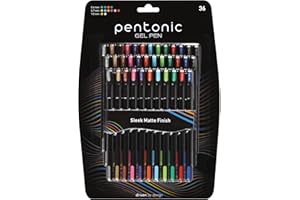 Pentonic Gel Pens, 36 Count, Assorted Colored Ink (12 Colors, 3 Of Each Color), Medium & Fine Point, Smooth Writing For Journaling (1002357)