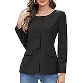 Genhoo Womens Business Casual Blazers Button Down Long Sleeve Full Lining Work Office Suit Jacket Outfit with Padded Shoulder