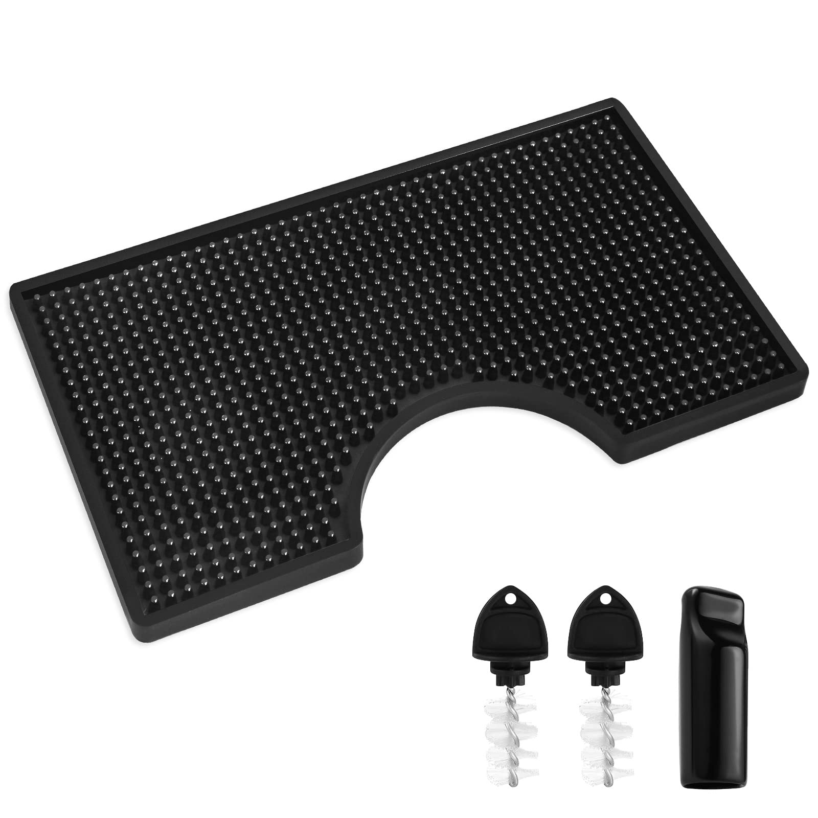 Kegerator Bar Mat PVC Keg Drip Mat Kegerator Tower Beer Drip Tray Non-Slip Rubber Kegerator Drip Tray Kegerator Surface Mount Beverage Bar Drip Tray with 4.5'' Draft Beer Tower Flange Cutout