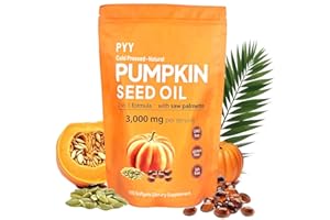 PYY Cold-Pressed Pumpkin Seed Oil & Saw Palmetto Softgels | 100 Softgels | Rich in Essential Fatty Acids & Phytosterols | Promotes Healthy Hair, Urinary Function, Bladder & Prostate Support