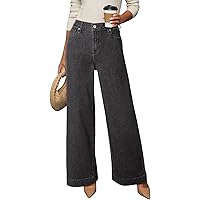 Dokotoo Women's Casual High Waisted Jeans Stretch Wide Leg Loose Denim Pant | Baggy Jeans Women, Stretchy Straight Leg Pants,