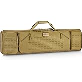 Trakiom 42" Soft Rifle Case Rifle Bag Double Long Gun Bag, Gun Case Rifle Backpack, with Backpack Strap, Lockable Zipper, Crossbody Strap for Outdoor Hunting Shooting, Flat Dark Earth