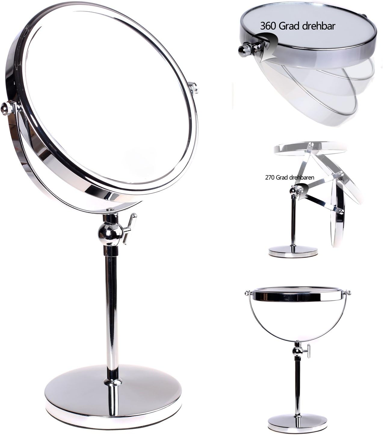 HIMRY Pedestal Mirror Height Adjustable, 8 Inch 7x Magnification