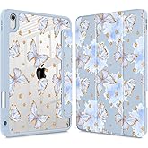 Tuiklol Case for iPad 11 inch (A16 Chip) 2025 Gen 11th / iPad 10.9 inch 2022 10th Gen, Buit in Pencil Holder with Shockproof Cover Clear Transparent Back Shell Auto Wake/Sleep,Blue Butterfly