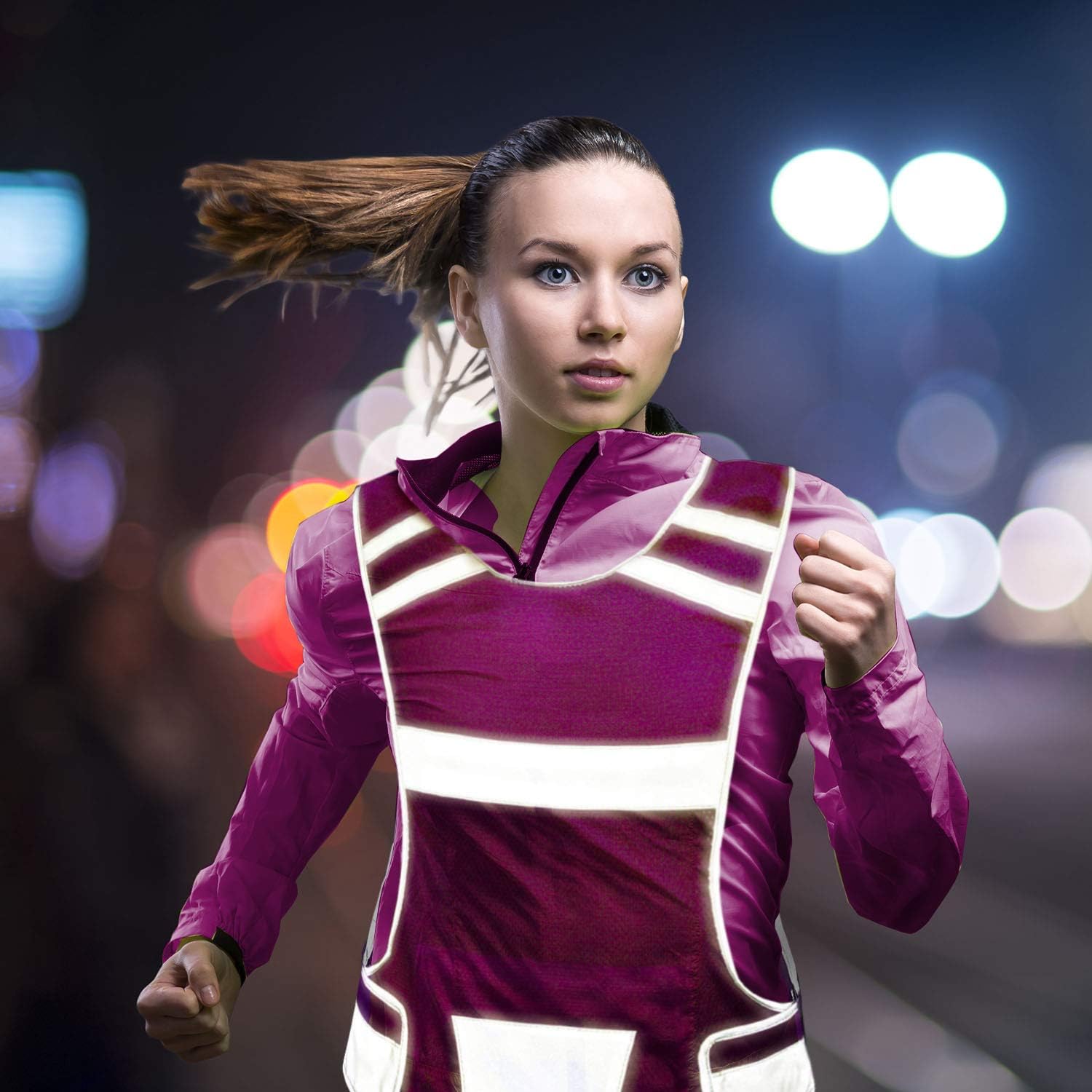 247 Viz Reflective Running Vest Gear - Stay Visible & Safe - Ultra Light & Comfortable Motorcycle Reflective Vest - Large Pocket & Adjustable Waist - Safety Vest - Free Bands : Sports & Outdoors