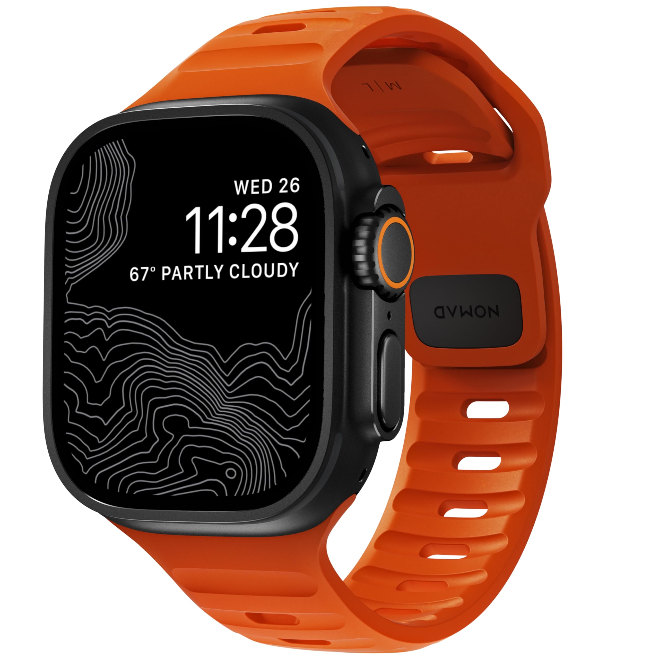 NOMAD Sport Band Compatible with Apple Watch Strap Series 8, 7, 6, SE & All Previous Models, Waterproof Watch Strap - 49/45/44/42mm - Ultra Orange