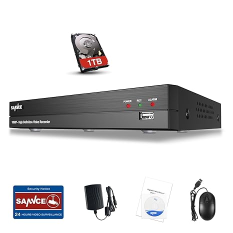 SANNCE 1080P DVR Powerful 5-in-1 8CH CCTV Camera System for Home