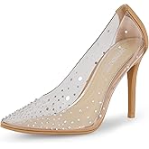 CUSHIONAIRE Women's Glam Clear Rhinestone Dress Pump +Memory Foam
