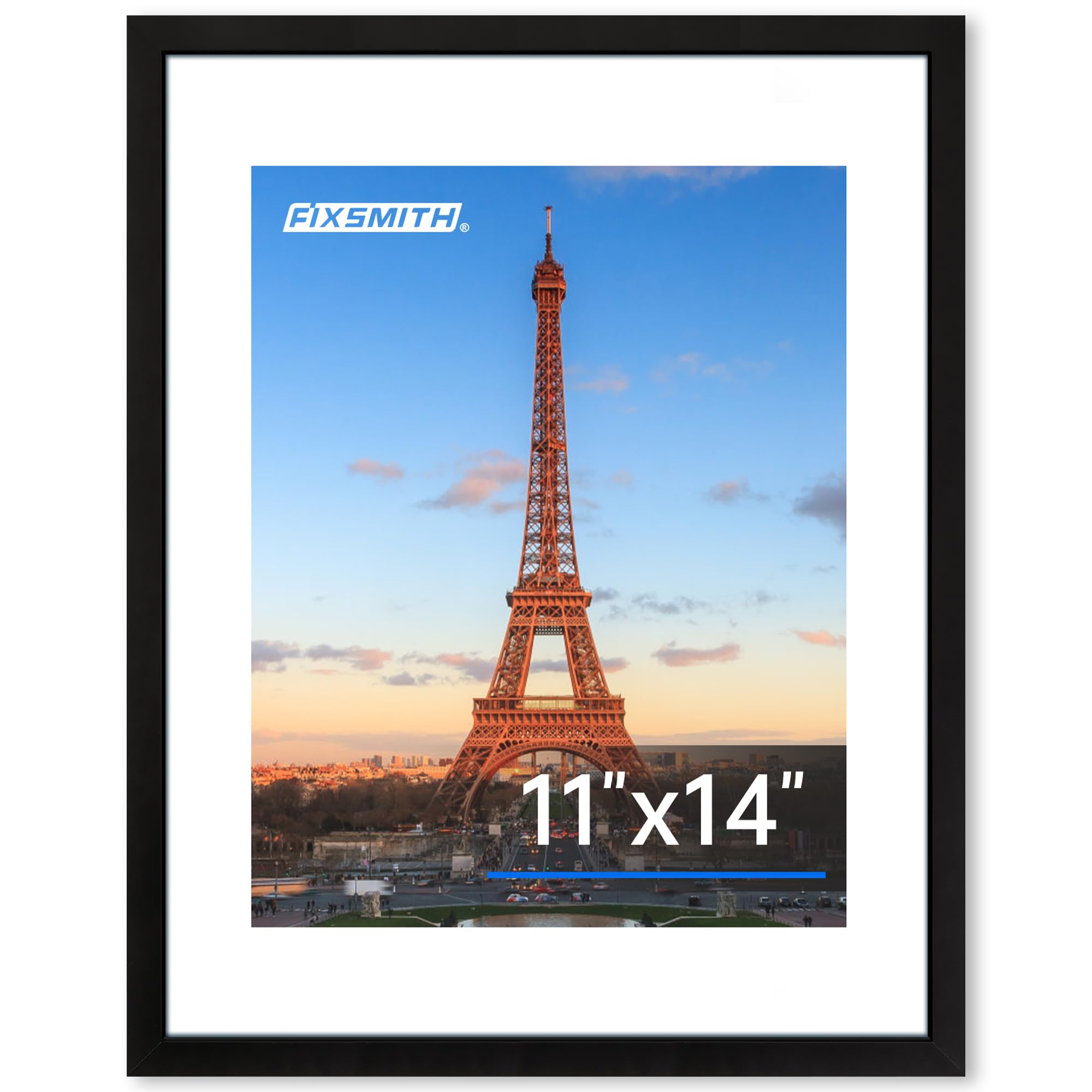 FIXSMITH 11x14 Picture Frame 1 Pack, Photo Frame with HD Plexiglass, Display Pictures 8x10 with Mat or 11x14 Without Mat, Black Picture Frames Collage Wall Decor, Gallary Wall Frame