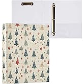 Rustic Christmas Trees Winter Holiday 3 Ring Binder 1.5" Decorative D-Ring Binder with Clipboard&3 Clear Pockets, Holds 200 Sheets A4 Size Paper Waterproof Binders for School Home Office