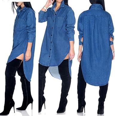 high low denim shirt