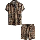 VATPAVE Mens Floral Hawaiian Shirts Short Sleeve Button Down Beach Shirts Suits