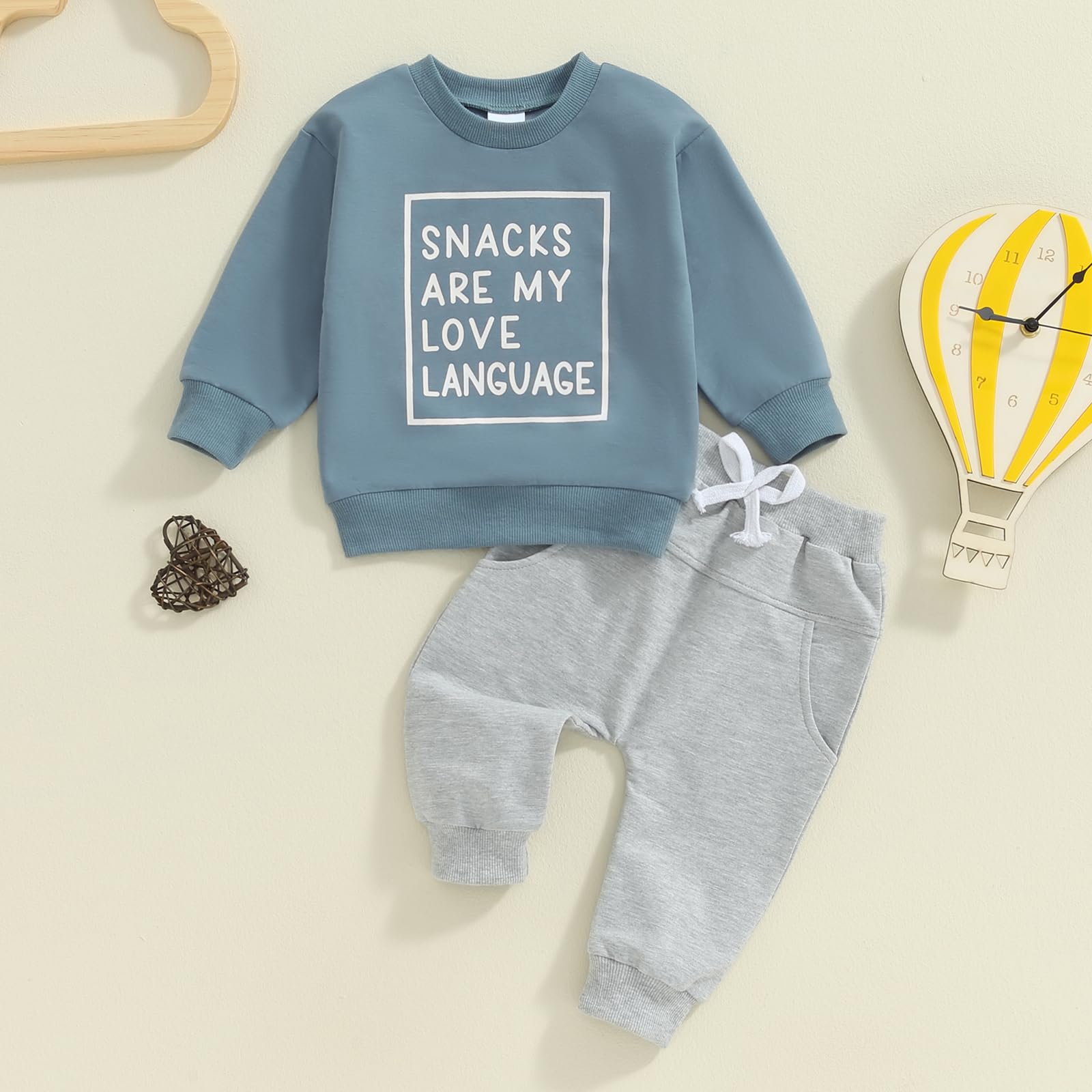 LIOMENGZI Infant Baby Boy Fall Clothes Set Funny Letter Sweatshirt Pant Outfit Toddler Winter Clothes 6 12 18 Months 2T 3T